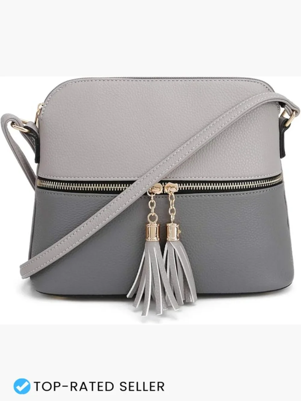 Medium Dome Crossbody Bag with Tassel Zipper Pocket Adjustable Strap
